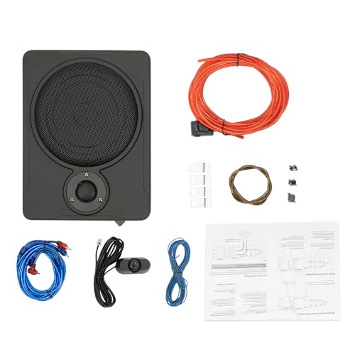 miihgnos Aktivsubwoofer Untersitz, 8 Zoll Ultradünnes Auto Subwoofer Bass Dualmodus 300W Maximalleistung, Ultrakompakter Aktiv Untersitz Subwoofer für Pkw, LKW oder Jeeps von miihgnos