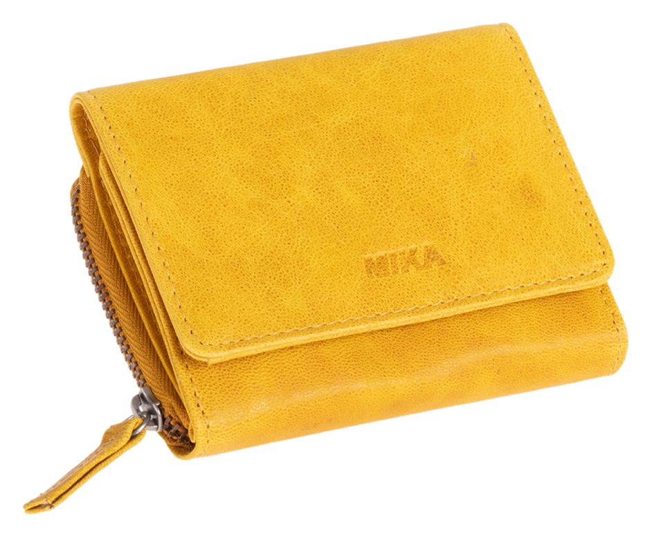 MIKA Damengeldbörse, aus Leder, Farbe: gelb von mika