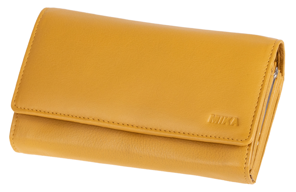 MIKA Damengeldbörse, aus Leder, Farbe: gelb von mika