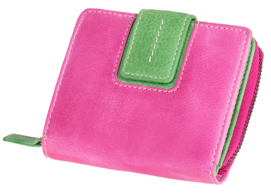 MIKA Damengeldbörse, aus Leder, Farbe: pink-grün von mika