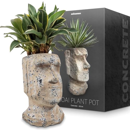 MikaMax, Moai Pflanztopf, Moai Blumentopf, Osterinsel Moai Pflanzgefäß, Kopf Blumentopf, Pflanzgefäß, Osterinsel Moai Planter, Beton Blumentöpfe, Ø 40 x 24 x 24 cm, Beton Blumentöpfe MikaMax, Moai Pflanztopf, Moai Blumentopf, Osterinsel Moai Pflanzgefäß, Kopf Blumentopf, Pflanzgefäß, Osterinsel Moai Planter, Beton Blumentöpfe, Ø 40 x 24 x 24 cm, Beton Blumentöpfe von mikamax