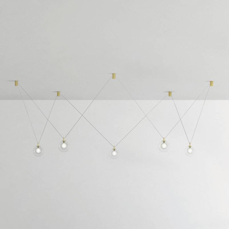 Hängeleuchte Aladino, 5-flammig, klar/gold, Glas, dezentral von miloox by Sforzin