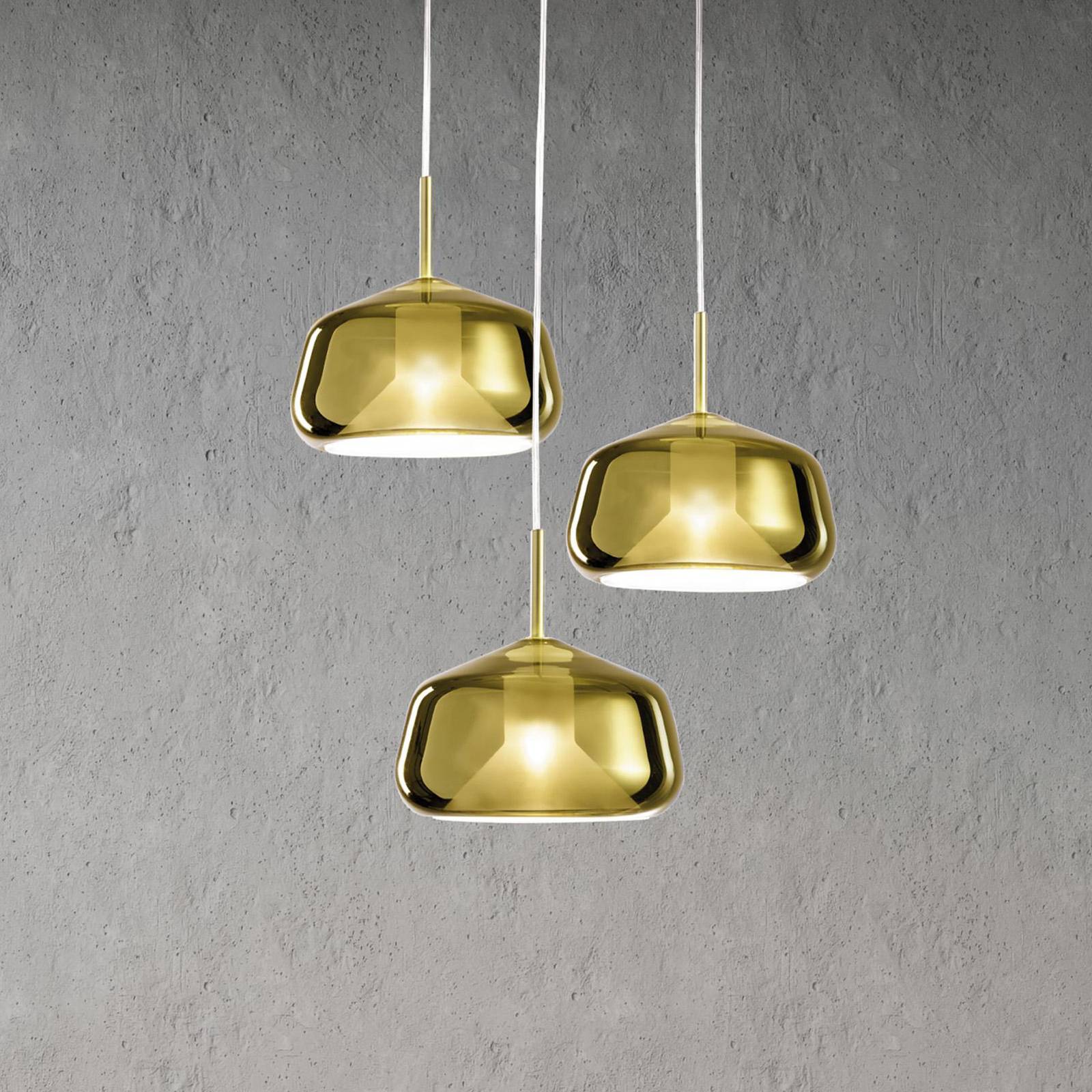 Hängeleuchte X-Ray, goldfarben, 3-flammig rund, Glas Hängeleuchte X-Ray, goldfarben, 3-flammig rund, Glas von miloox by Sforzin