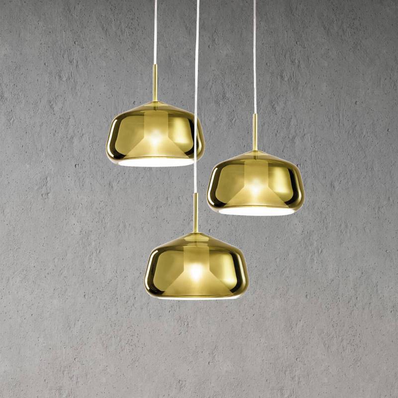 Hängeleuchte X-Ray, goldfarben, 3-flammig rund, Glas von miloox by Sforzin