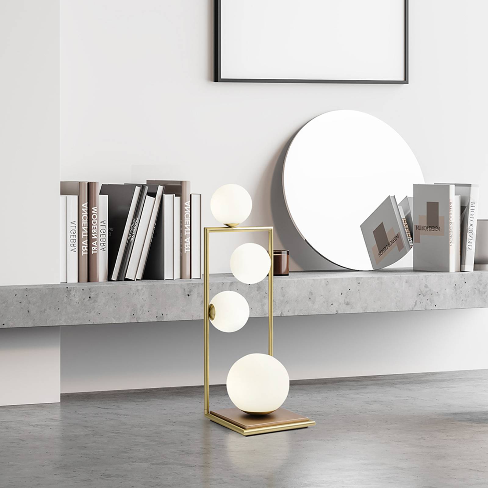 Tischlampe Buble gold Opalglas 4-flammig Dimmer Tischlampe Buble gold Opalglas 4-flammig Dimmer von miloox by Sforzin