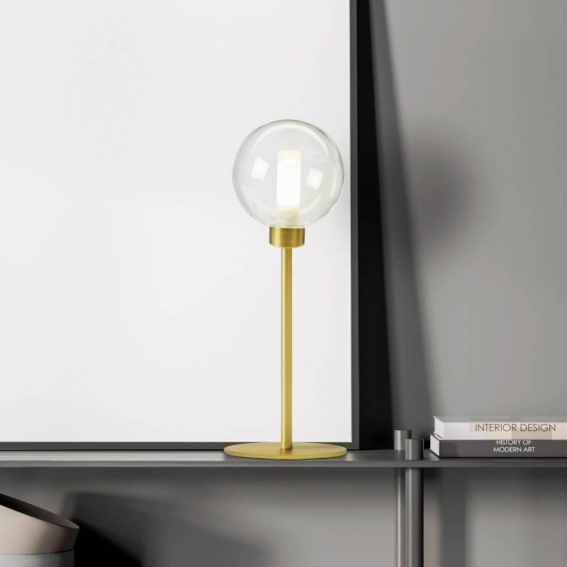 Tischleuchte Dom, 1-flammig, klar/gold, Höhe 48,5 cm, Glas von miloox by Sforzin