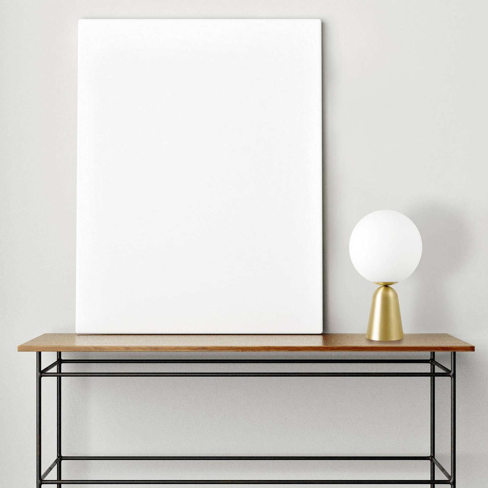 Tischleuchte Lunar mit goldenem Fuß, Ø 30 cm Tischleuchte Lunar mit goldenem Fuß, Ø 30 cm von miloox by Sforzin