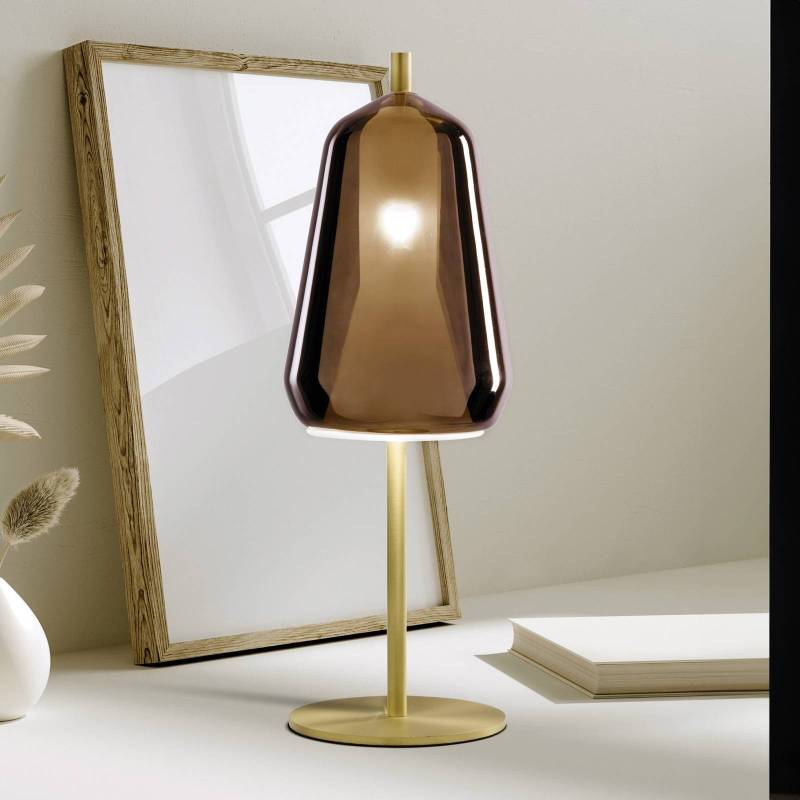 Tischleuchte X-Ray, bronzefarben/goldfarben, Höhe 39 cm Glas von miloox by Sforzin