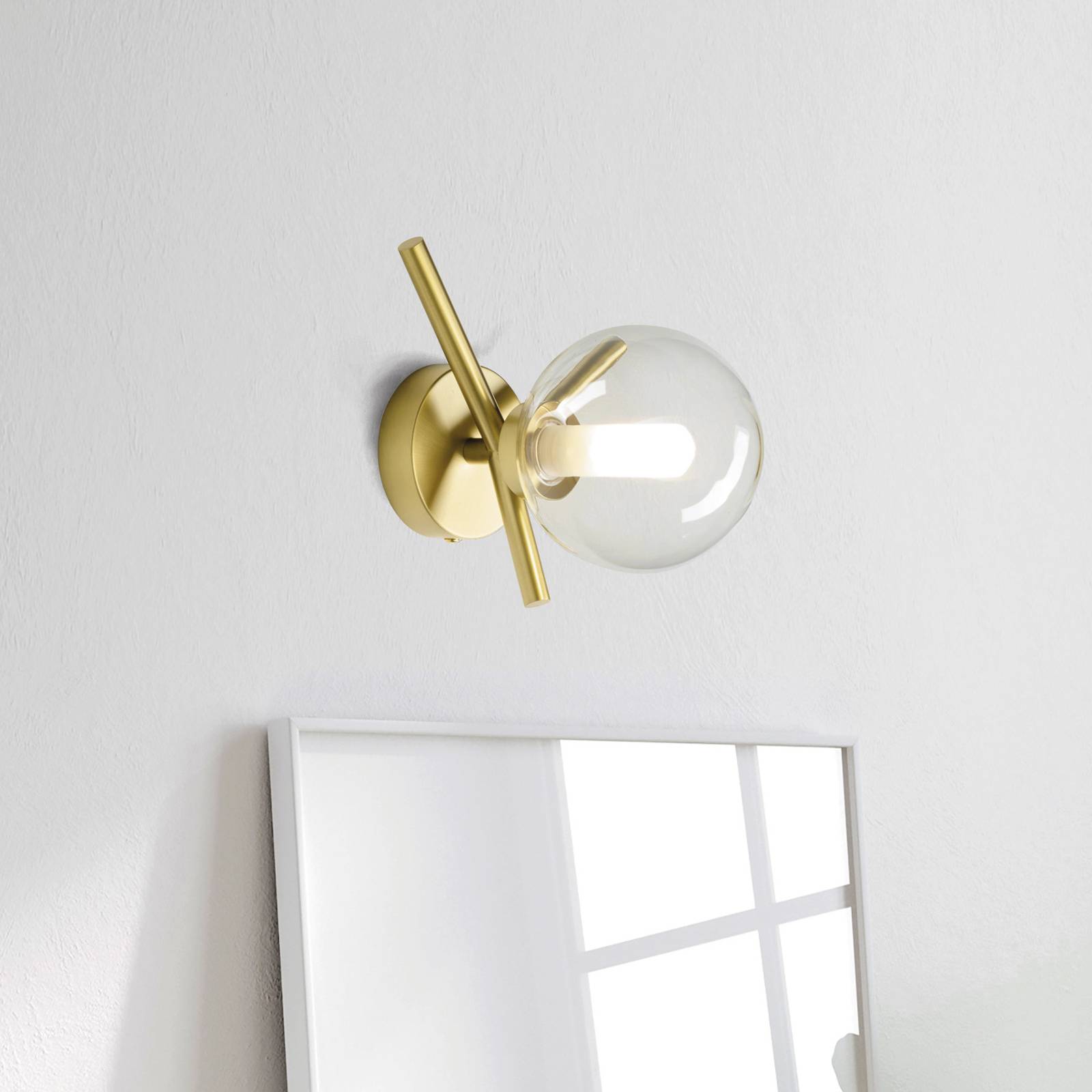 Wandleuchte Camely, gold gebürstet/klar, 1-flammig Wandleuchte Camely, gold gebürstet/klar, 1-flammig von miloox by Sforzin