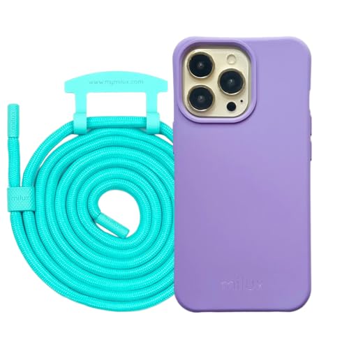Handykette Phone Necklace mit Abnehmbarer Kordel Handyhülle – Modell Kompatibel mit Huawei P30 (Flieder mit Kordel Miami Blue) von milux