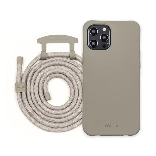 Handykette Phone Necklace mit Abnehmbarer Kordel Handyhülle – Modell Kompatibel mit Huawei P30 Pro (Grau mit Kordel Grau) von milux