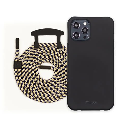 Handykette Phone Necklace mit Abnehmbarer Kordel Handyhülle – Modell Kompatibel mit Huawei P30 Pro (Schwarz mit Kordel Royal-Schwarz) von milux