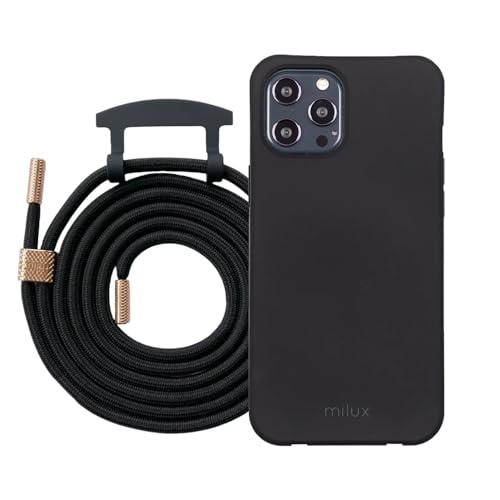 Handykette Phone Necklace mit Abnehmbarer Kordel Handyhülle – Modell Samsung Galaxy S9 (Schwarz mit Kordel Schwarz-Gold) von milux