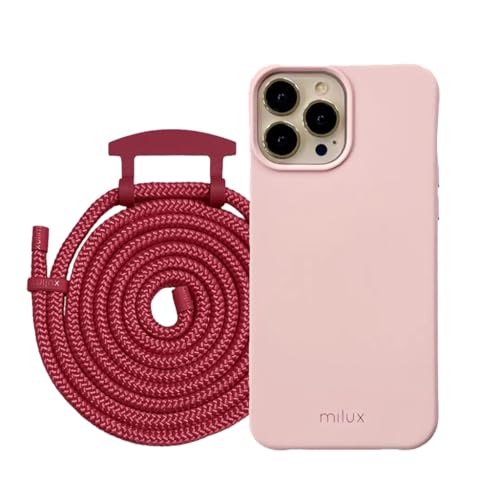 Handykette Phone Necklace mit Abnehmbarer Kordel Handyhülle – Modell Samsung Galaxy S9 Plus (Rosa mit Kordel Himbeere) von milux