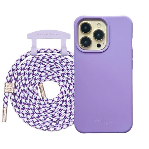 Handykette Phone Necklace mit Abnehmbarer Kordel Handyhülle – Modell Kompatibel mit Huawei P30 (Flieder mit Kordel MiamiBlue) von milux