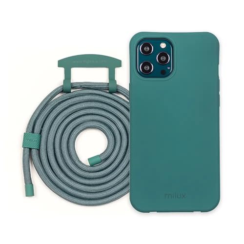 milux Handykette Phone Necklace mit Abnehmbarer Kordel Handyhülle – Modell iPhone 7 Plus (Petrol mit Kordel Petrol) von milux