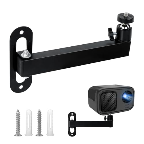 mimzemamz Beamer Halterung Wand Projector Stand, Beamer Wandhalterung Verstellbare 360° Drehbar, Metall Projektor Ständer mit 1/4-Zoll-Schraubschnittstelle für Heimkino, Büro, Spielzimmer von mimzemamz