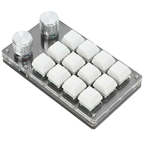 minifinker Programmierbares Tastenfeld, 12 Tasten, Plug-and-Play, Typ C auf USB, tragbare, staubdichte, makromechanische RGB-Tastatur für Spiele im Labor(Schwarz-Weiss) von minifinker