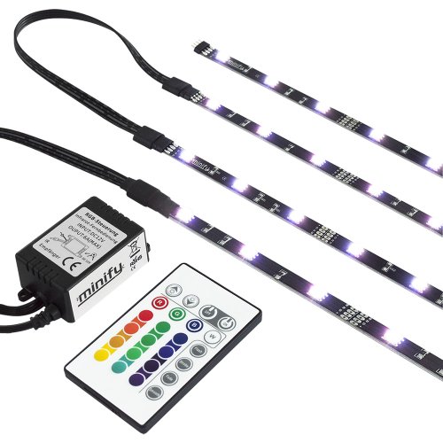 RGB TV HINTERGRUNDBELEUCHTUNG FÜR 42-60 ZOLL (107-152cm) - LED LEISTEN - STRIP Set Band Leiste Lichtleiste Licht Backlight - KOMPLETTSET INKL. FERNBEDIENUNG UND NETZTEIL - Gr. L von minify