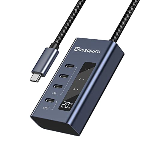 Minisopuru Powered USB C Hub, 10Gbps USB-C Hub 4 Ports Support Data & Smart Charging(Not Support Video), USB C to USB C Hub Multiport Adapter for MacBook Pro/Air, iMac, iPad, Phone, Chromebook, etc. von minisopuru