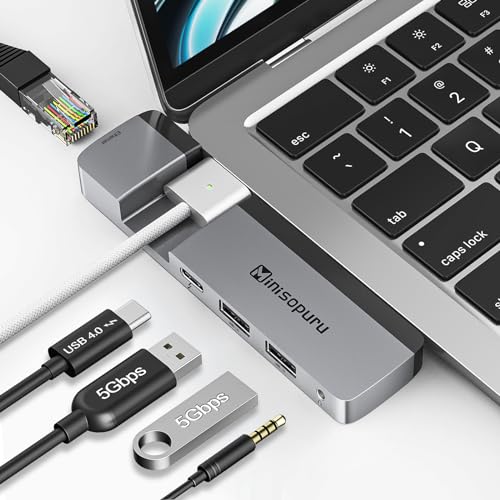 Minisopuru USB Hub für MacBook Pro - USB C Hub für MacBook Pro 14/16 Zoll, USB Multiport Adapter für MacBook Pro, USB Hub für Laptop, Zubehör Unterstützung mit USB4 40Gbps, 100W PD, Ethernet von minisopuru