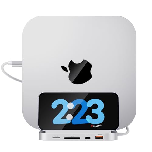 Minisopuru Upgrade Mac Mini Hub unterstützt M.2 NVMe/SATA SSD, Mac Mini Dock mit 10 Gbit/s USB C/A, TF & SD, M.2 SSD (Nicht im Lieferumfang enthalten), Mac Mini Zubehör, Mac Mini Ständer für Mac Mini von minisopuru