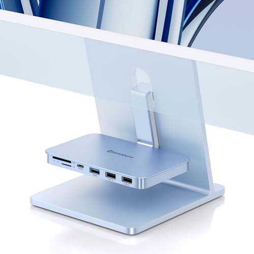 Minisopuru iMac Zubehör – USB C Hub für iMac 24 Zoll 2021/2023/2024, iMac USB Hub für iMac M1/M3/M4, iMac USB Adapter mit 10Gbps für iMac 24 Zoll und Studio Display 27 Zoll, Blau (ohne SSD Hafen) von minisopuru