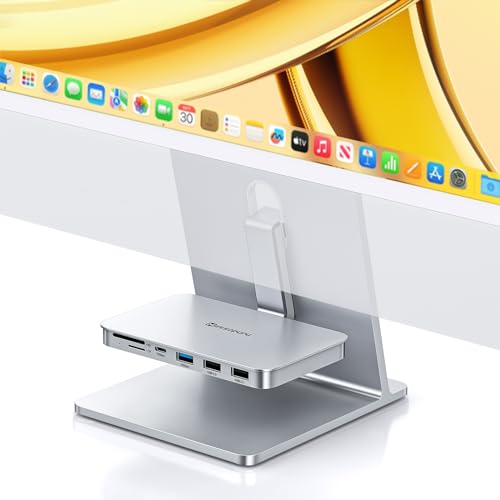 USB C Hub für iMac 24 Zoll 2021/2023, Minisopuru iMac Zubehör für iMac M1/M3, iMac USB Hub mit USB A/C 10Gbps für iMac 24 Zoll 2023 und Studio Display 27 Zoll, Silber (ohne SSD) von minisopuru