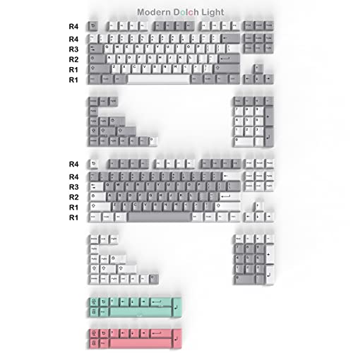 264 Tasten Modern Dolch Light Keycaps Set Doubleshot Cherry Profile Custom White Grey Keyboard Keycaps für Cherry MX Gateron Kailh Switch Mechanische Tastaturen von mintcaps