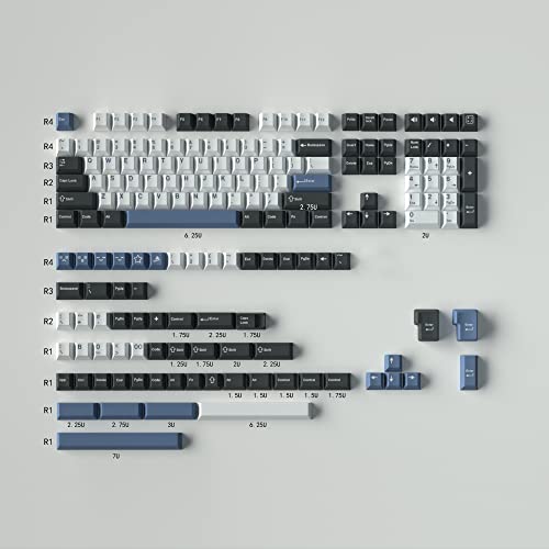 Arctic Blue White Tastenkappen Komplettset 173 Tasten Cherry Profile Doubleshot Custom Keycaps für Cherry MX Gateron Kailh Box Switches Mechanische Tastaturen von mintcaps