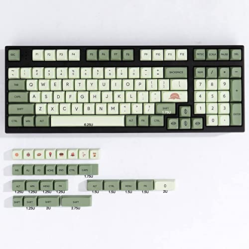 Matcha Green PBT Keycaps Set 126 Keys XDA Profile Niedliche Tastenkappen Benutzerdefinierte Farbsublimationstastatur-Tastenkappen für Cherry Gateron MX Switches Mechanische Tastaturen von mintcaps