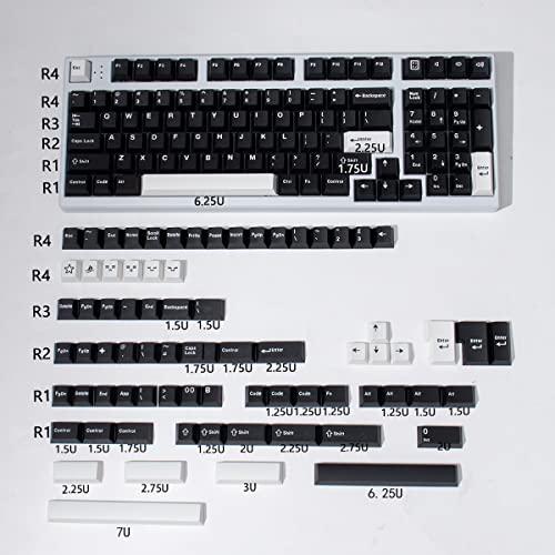 Schwarz Weiß WOB Keycaps Set 173 Tasten Cherry Profil Doubleshot Custom Keycaps ISO ANSI für Cherry MX Gateron Mechanische Tastaturen von mintcaps