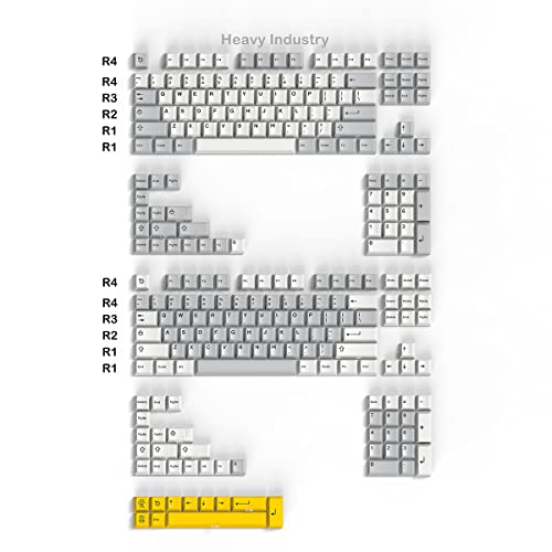 mintcaps Doubleshot Tastenkappen-Set für Cherry MX 60 % 65 % 70 % 75 % 95 % mechanische Tastaturen in Weiß Grau Gelb von mintcaps