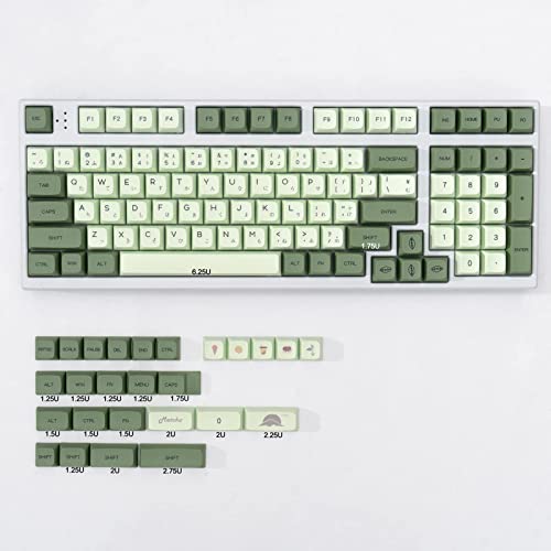 mintcaps Matcha Grün PBT Japanische Tastenkappen Set 126 Tasten XDA Profil Niedliche Tastenkappen Custom Dye-Sublimation Tastenkappen für Cherry Gateron MX Switches Mechanische Tastaturen von mintcaps