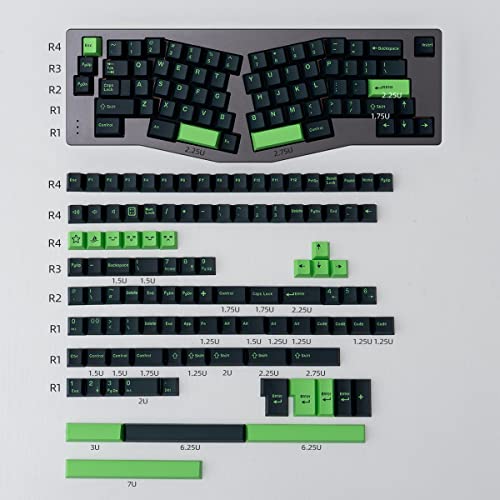 mintcaps Wave Black Green Keycaps Cherry Profile Doubleshot 173 Tasten Custom ISO ANSI Keyboard Keycap Set für 60% 65% 70% 75% Cherry Gateron MX Switches Mechanische Tastaturen von mintcaps
