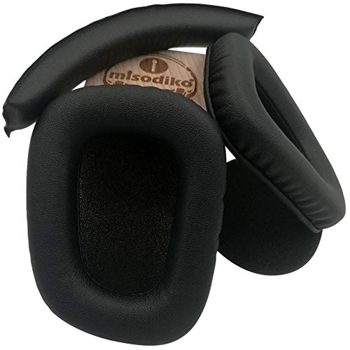 Misodiko Ersatz-Ohrpolster und Kopfbandpolster – für Logitech G930 G430 G230 verkabelt/kabelloses Gaming-Headset, Kopfhörer Reparatur-Teile für Ohrenschützer und Becher von misodiko