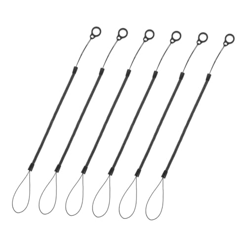 Stylus-Schlüsselband für Tablets und Smartphones, dehnbares Schlüsselband mit Ring, schwarz, für Büro, Schule und Zuhause, 6 Stück von misppro