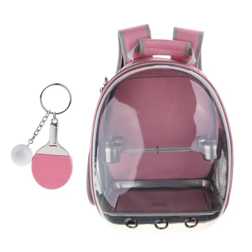Transportbox für Papageien, mit Ständer, Sitzstange und Schlüsselanhänger, Rosa von misppro