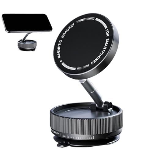 mivceklw Vacuum Phone Mount, Magnetic Phone Mount, 360 Degree Phone Holder, Car Dashboard Mount with Foldable and Space Saving Design 2.6x2.6x1.34 Inches for Trucks, Sedans, and Vehicles von mivceklw
