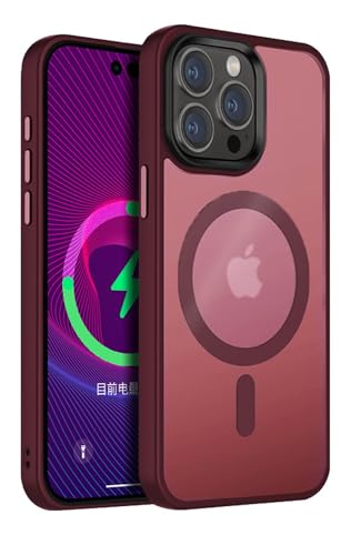 miyonsin 2024 Neu Magnetisch Hülle für iPhone 14 Kompatibel mit MagSafe, Extrem Haltbarkeit Durchscheinende Matt Handyhülle Rückseite Dünn Stoßfest Schutzhülle für iPhone 14, Rot Pflaume miyonsin 2024 Neu Magnetisch Hülle für iPhone 14 Kompatibel mit MagSafe, Extrem Haltbarkeit Durchscheinende Matt Handyhülle Rückseite Dünn Stoßfest Schutzhülle für iPhone 14, Rot Pflaume von miyonsin