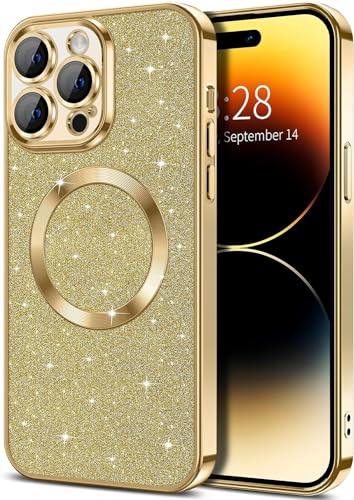 miyonsin Glitzer Hülle für iPhone 12 Pro Max, Bling Glitter Stoßfest Handyhülle für MagSafe, Niedliche Glitzernde Schutzhülle für Frauen und Mädchen Kompatibel mit Magnetisch, Gold miyonsin Glitzer Hülle für iPhone 12 Pro Max, Bling Glitter Stoßfest Handyhülle für MagSafe, Niedliche Glitzernde Schutzhülle für Frauen und Mädchen Kompatibel mit Magnetisch, Gold von miyonsin