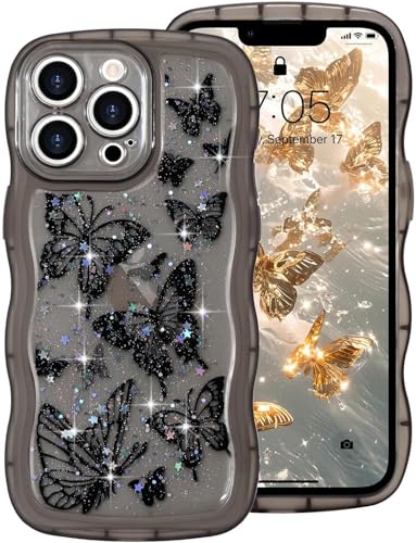 miyonsin Glitzer Hülle für iPhone16 Pro Max, Durchsichtig Bling Glitter Schmetterling Stoßfeste Handyhülle für Frauen und Mädchen, Niedliche Glitzernde Schutzhülle für iPhone16 Pro Max, Schwarz miyonsin Glitzer Hülle für iPhone16 Pro Max, Durchsichtig Bling Glitter Schmetterling Stoßfeste Handyhülle für Frauen und Mädchen, Niedliche Glitzernde Schutzhülle für iPhone16 Pro Max, Schwarz von miyonsin