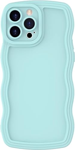 miyonsin Hülle für iPhone 14 Plus, Niedliche lockige Wellen Rahmenform Muster Silikon Handyhülle, Flexible TPU Silikonhülle für Frauen Mädchen, Stoßfeste Schutzhülle für iPhone 14 Plus, Minze von miyonsin