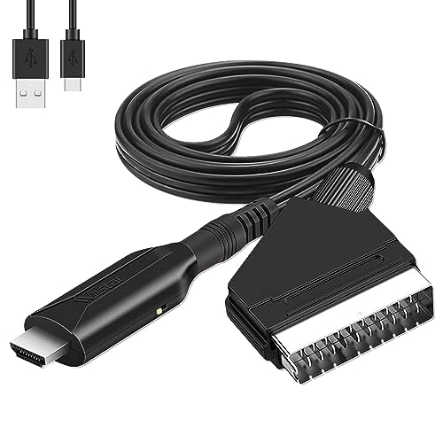 mizikuu Scart auf HDMI Konverter, Adapter SCART auf HDMI All in One Kabel HD Auflösung Eingangskabel 1080p/720p HDMI Plug &Play Video Audio Wandler für HDTV STB VHS Xbox PS3 Sky DVD Blu-Ray von mizikuu