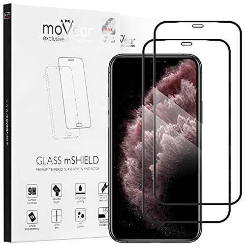 moVear Panzerglas Kompatibel mit iPhone 11 Pro Max/Xs Max 2.5D MAX Double Defense Schutzfolie aus Hartglas (9H, Kratzfest, Blasenfrei, Anti-Fingerabdruck, Montagerahmen) [1 Stück] von moVear