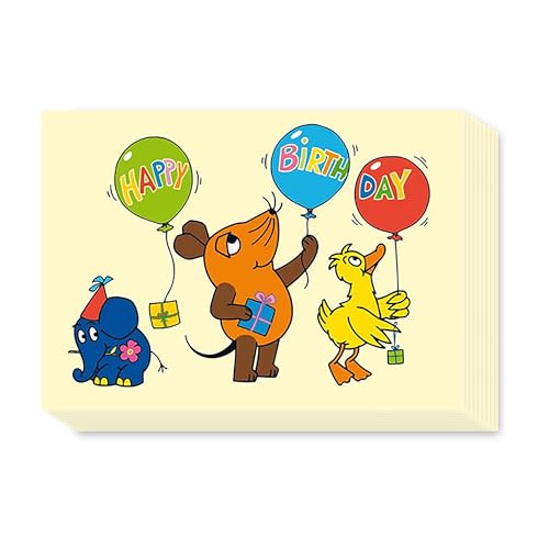 10er-Pack: Postkarte A6 +++ SENDUNG MIT DER MAUS von modern times +++ HAPPY BIRTHDAY BALLONS +++ ARTCONCEPT © SCHMITT-MENZEL/STREICH von modern times
