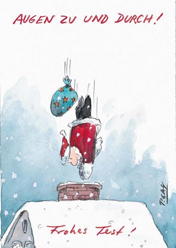 10er-Pack: Postkarte A6 +++ WEIHNACHTEN von modern times +++ AUGEN ZU UND DURCH +++ CARTOON CONCEPT © GAYMANN, Peter von modern times