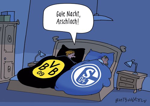 Postkarte A6 +++ CARTOON von modern times +++ GUTE NACHT, ARSCHLOCH! +++ KÖPENICKER CG © BUTSCHKOW, Peter von modern times