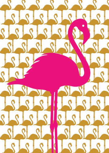 Postkarte A6 +++ LUSTIG von modern times +++ PINK FLAMINGO - GOLD +++ MODERN TIMES © DSA von modern times