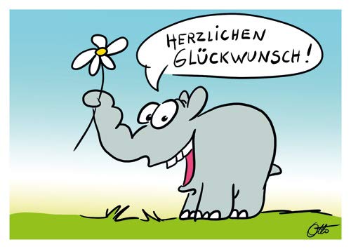 Postkarte A6 +++ OTTO von modern times +++ HERZLICHEN GLÜCKWUNSCH BLÜMCHEN +++ MODERN TIMES © Ottifant Productions GmbH von modern times